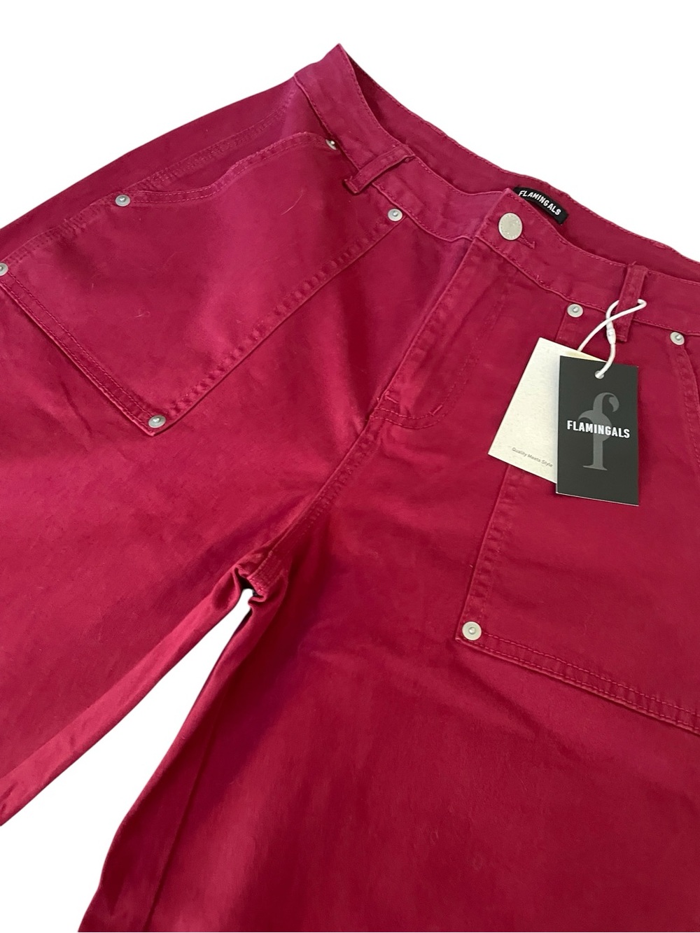 Flamingals High-Rise Straight Capris in Berry